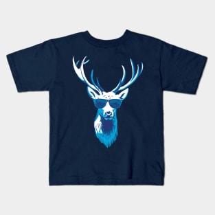 Cool Blue Stag Deer Kids T-Shirt